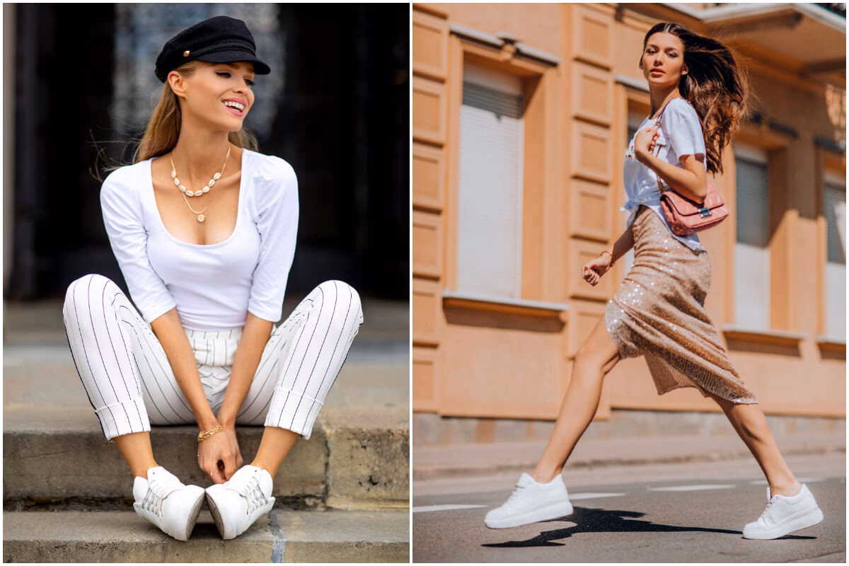 Jak nosić białe buty sportowe damskie?
