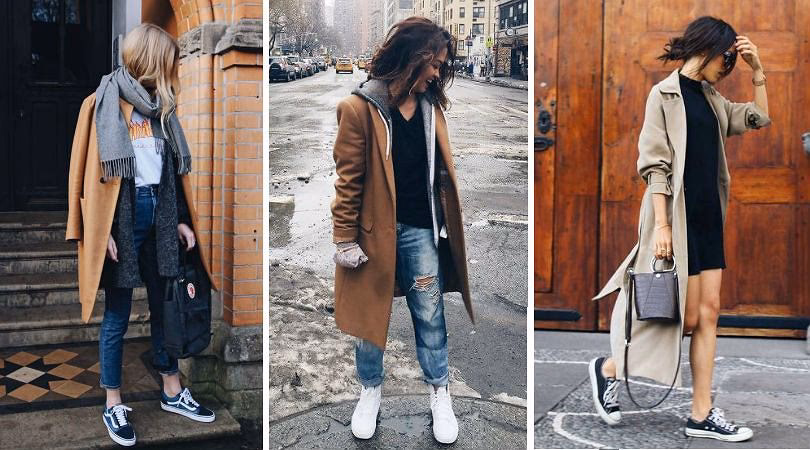 Czy elegancki płaszcz pasuje do sportowych butów?