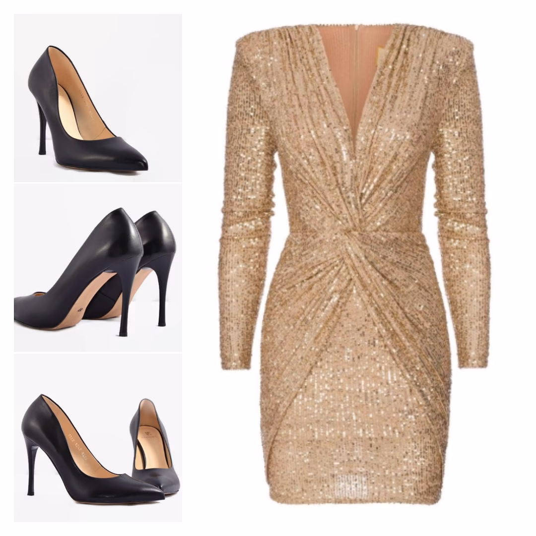 Jaki kolor butów pasuje do złotej sukienki?
